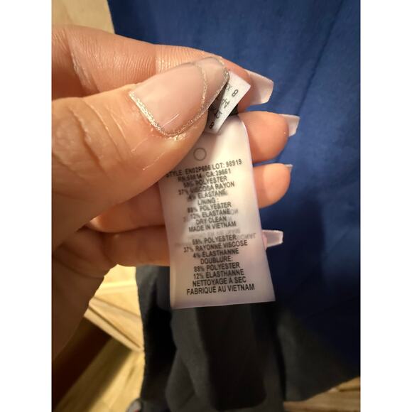 nwt ELIE TAHARI cobalt blue gray soft felt colorblock sleeveless Emory Dress - Picture 3 of 12